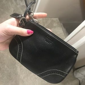 Coach black leather wristlet/wallet